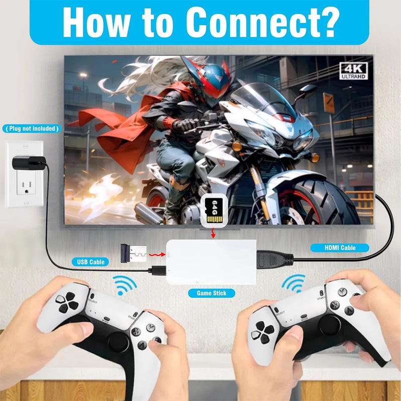 GAME STICK - 20.000 Jogos - Plugue na TV e jogue - 2 Controles modelos PS5